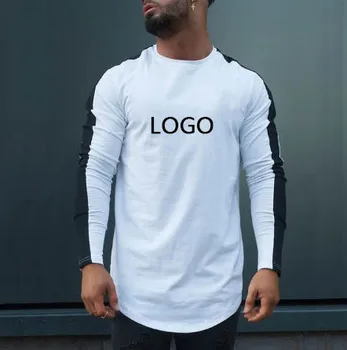 Custom logo long sleeves blank slim fit men t shirts Plus size casual solid t shirt men custom fitness t shirts for men gym top