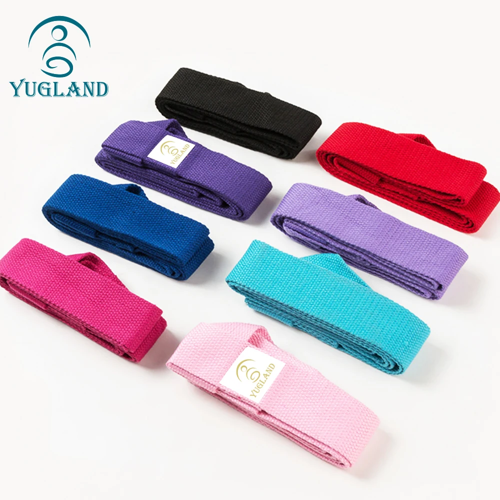 yugland free sample colorful oem custom cotton organic stretching yoga strap