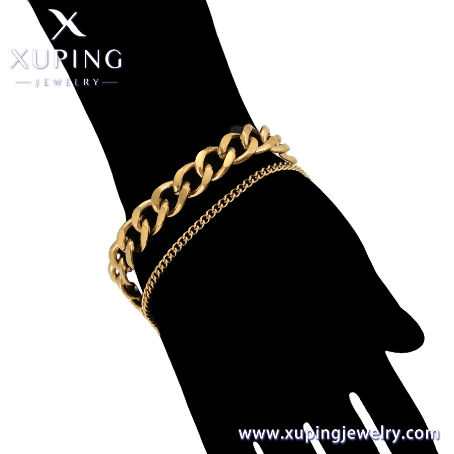 A00769043 Xuping jewelry elegant simple fashion new double chain chain stainless steel neutral versatile bracelet