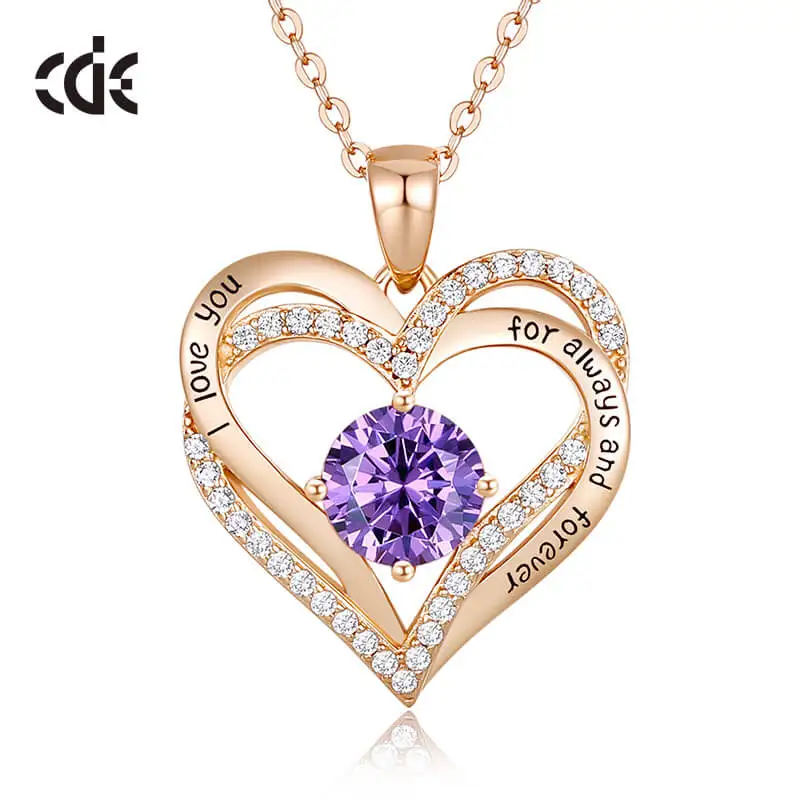 CDE Silver Fine Jewelry Original Design 925 Sterling Silver Necklace For Women Pendant Rose Gold Plated Heart Necklace Silver