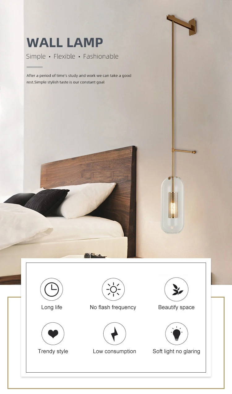 wq0017 1c high quality indoor decoration lighting living room bedroom bedside iron led wall lamp-0