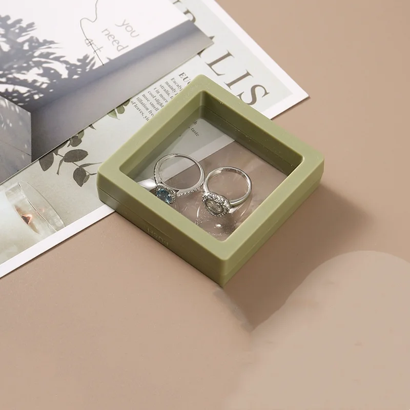 product a1 pe suspended film box jewelry box flip cover gem ring face bare stone box jewelry packaging diamond display-6