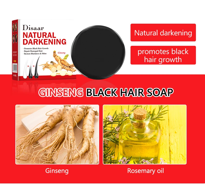 Disaar Ginger and Lavender Oil Hair Soap Basic Cleaning Solid Shampoo Bar for Darkening New Black Hair Herbal Shampoo Soap