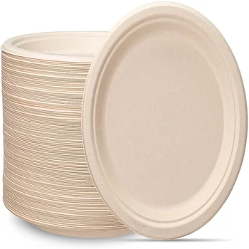 Biodegradable Disposable Sugarcane Bagasse Pulp Dinner Paper Plates Compostable For Party