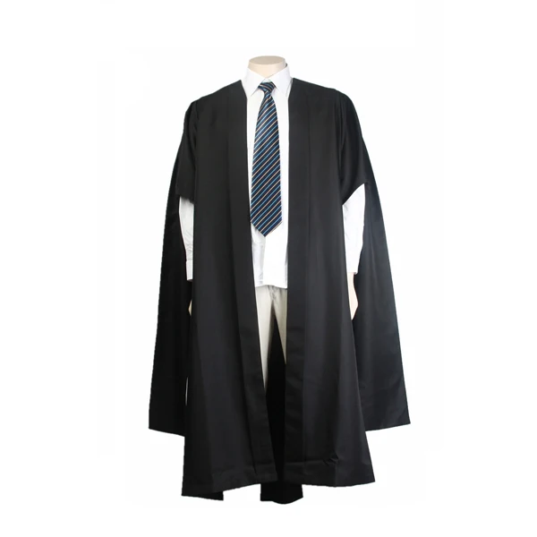 Polyester Graduation Gown Unisex Side View Long Sleeve Graduation Robe Side Angle