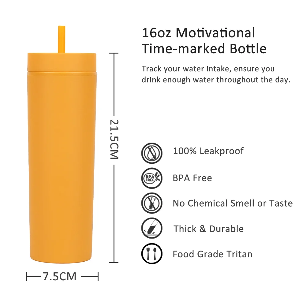 Best Selling 24oz Double Walled Water Bottle Plastic Acrylic Tumbler Travel Mug with Straw