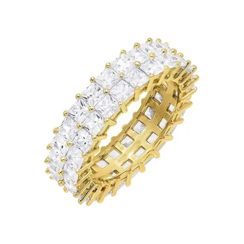 Gemnel New arrival 925 silver women design bling jewelry two row tennis finger ring