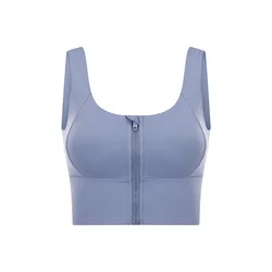 High Support Zip Front Sports Bra front zipper yoga bra ladies padded sports bra supportive Top Nylon Spandex Breathable