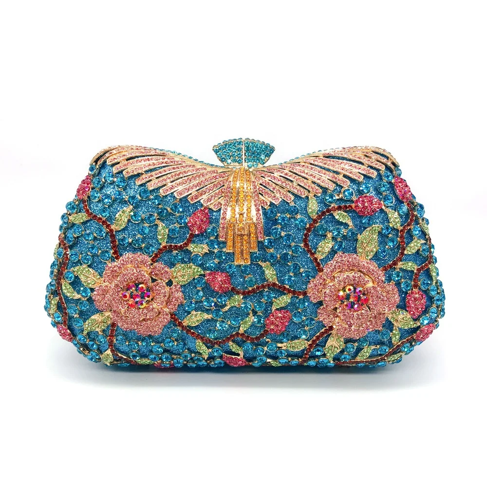 Amiqi MRY180 New Fashion Luxury Women Wedding Clutch Bag Hollow Rose Diamond Evening Bag Cosmetic Bag