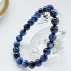Gemstone Bracelet Wholesale Natural Blue Kyanite Gemstone Crystal Round Beads Stretch Woman Men Bracelet