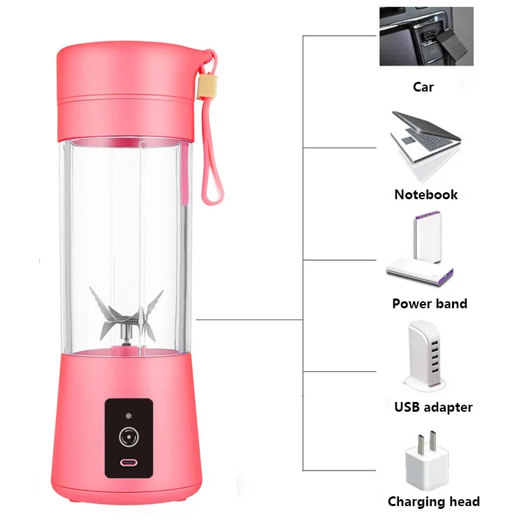 Hot selling Easy to carry Fully Electric automatic USB Rechargeable Portable  juice blender