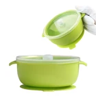 Silicon Suction Baby Fruit Dessert Snack Soup Feeding Dish Bowls With Lid