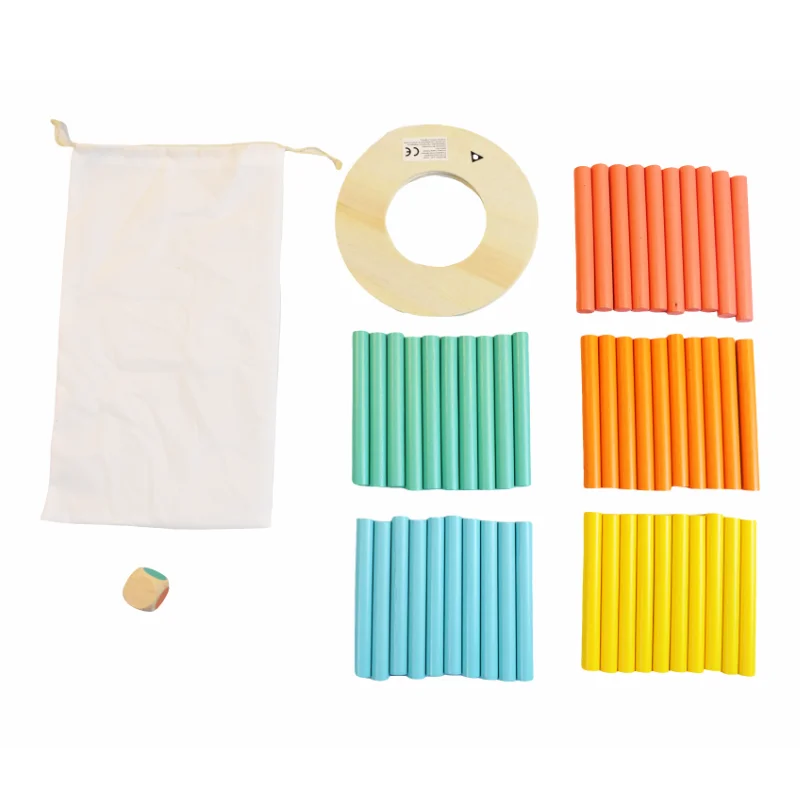 New Design Wooden Tower Stacking Game Montessori Building Blocks with Dice Toppling Leaning Tower Toy