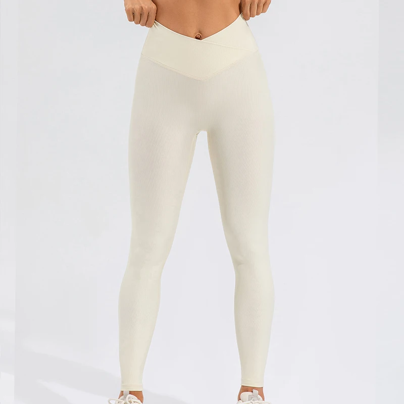 New Arrival Sportswear V-Shaped Waist Yoga Pants Slimming Fitness Gym Leggings Cross Waist Legging for Women