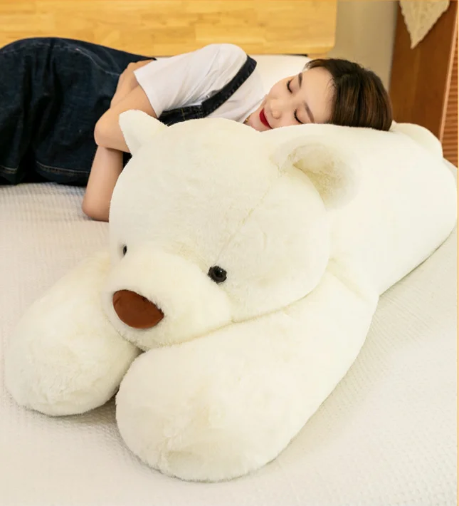 Crouching Polar Bear Plush Toy Weighted Stuffed Animals Floppy Bear Long Sleeping Pillow Fluffy Toy For Gifts