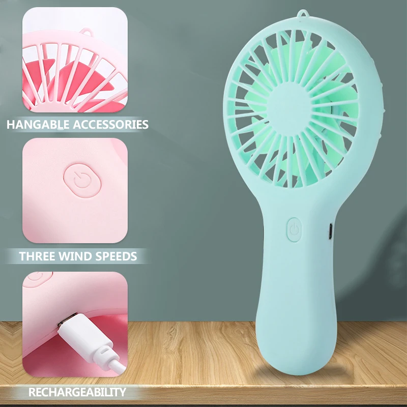 2024 Usb Rechargeable Mini Handheld Portable High Quality Office Matters Student Silent Air Cooling Battery Powered Fan