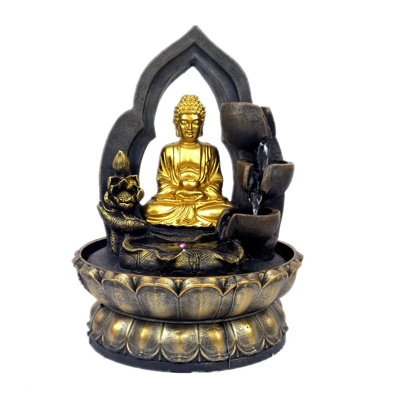 2024 New Buddha Statue Resin Crafts Gifts Home Decoration Desktop Water Fountain Ornaments Buddha Figurine Indoor Water Fountain