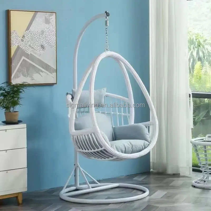Fashion Style Egg Shape Hanging Chair Outdoor Furniture Garden Rattan Swing Chair