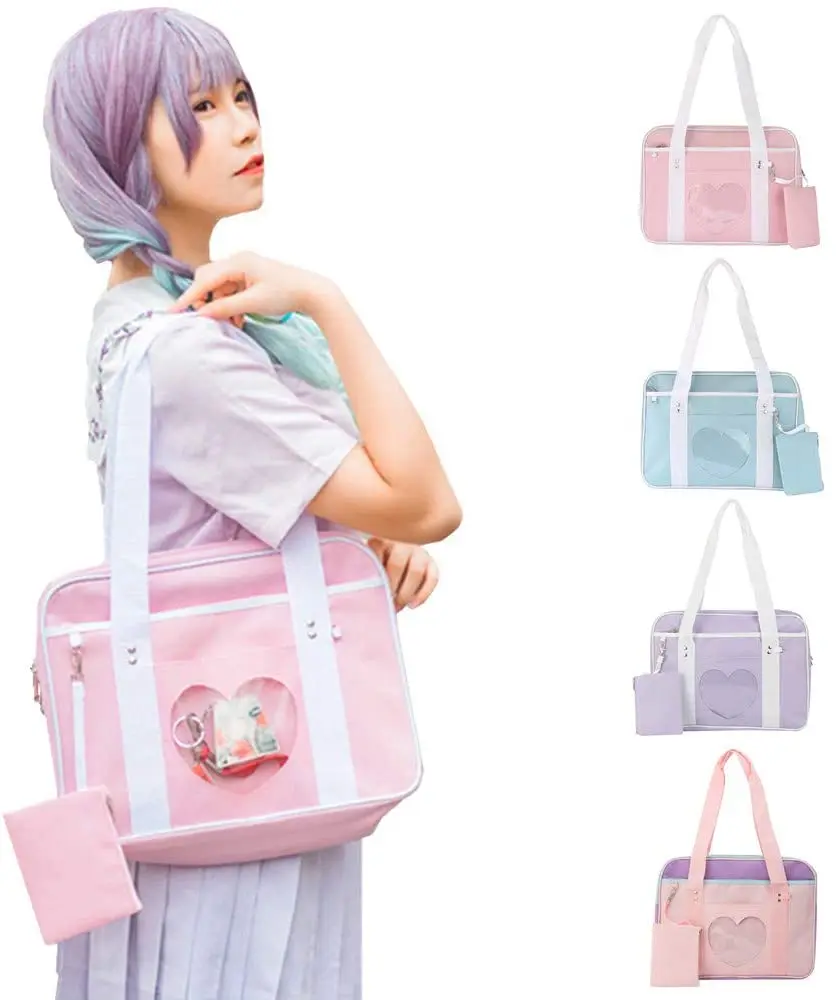 Ita Bag Heart Shape Window Japanese School Handbag Large JK Bag Girls Duffle Purse Anime School Satchels 