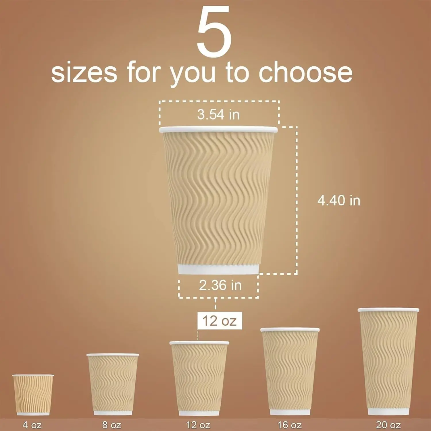 product disposable biodegradable double wall insulated 12 oz hot coffee cups 100 pcs brown-0
