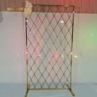 Gold Wedding Elegant Gold Stainless Steel Wedding Backdrop Champagne Candle Wall For Wedding Decoration