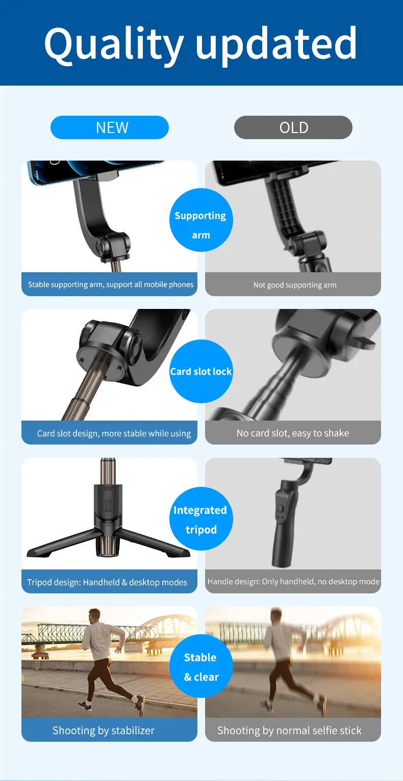 Smooth Axis Handheld Gimbal Stabilizer Video Vlog Tripod Cell Phone Selfie Stick