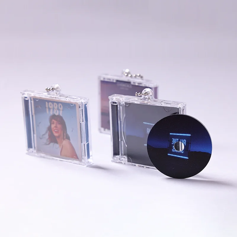 Personalized Instagram CD Keychain Custom Logo Acrylic DIY Mini Album Idol NFC Music CD-Keychain factory