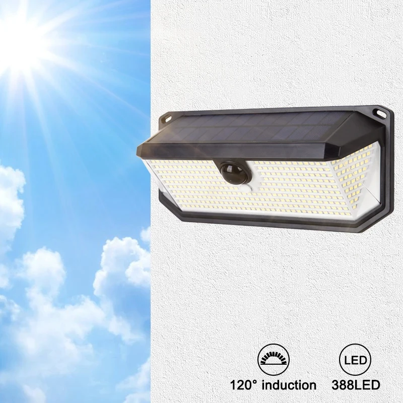 Hot Sale Induction Home Garden Yard Decoration Exterior Waterproof Motion Sensor Solar Outdoor Wall Lamp