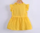 Princess Solid Color Breathable Embroidery Dress Children Summer Ruffle Sleeve Princess Dress