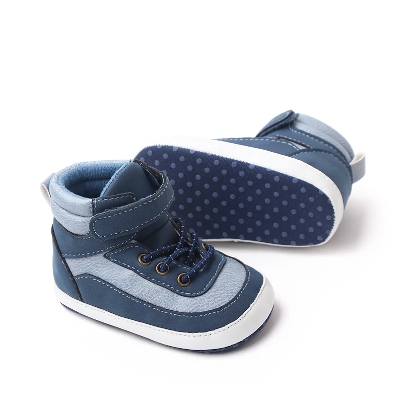 High Top Dark PU Surface Warm Boy Baby Autumn and Winter Thermal Walking Shoes manufacture