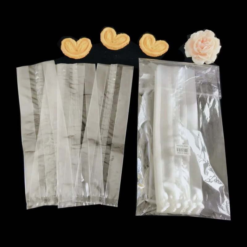 Customized Design OPP Cellophane Transparent Middle Sealed Plastic Bag With Side Gusset Candy Biscuit Food Gold Ties Packing Bag