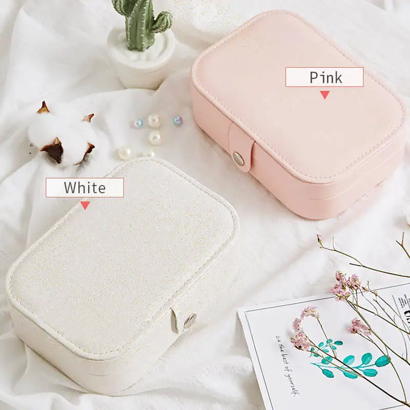 Hot Sell Luxury Portable Storage Organizer Case Gift Boxes Velvet Small Travel Portable Leather Jewelry Packaging Box