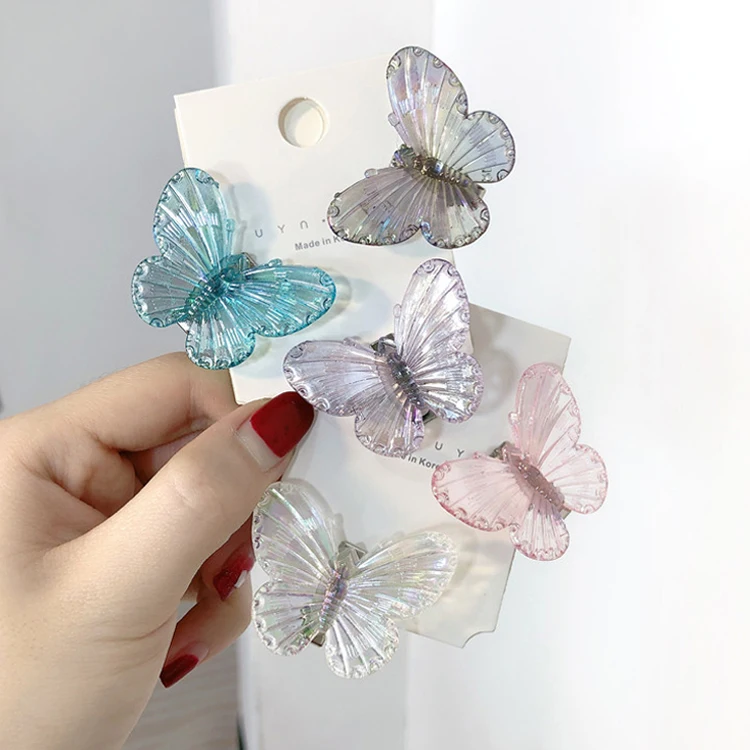 wholesale  Colorful butterfly mini  hairpin crystal clip side clip Korean headwear women