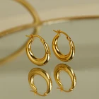 Earrings Earrings Trendy Earrings Trendy Women Hollow Large Thick 14K Gold Huggie Hoop Earrings Stainless Steel Earrings