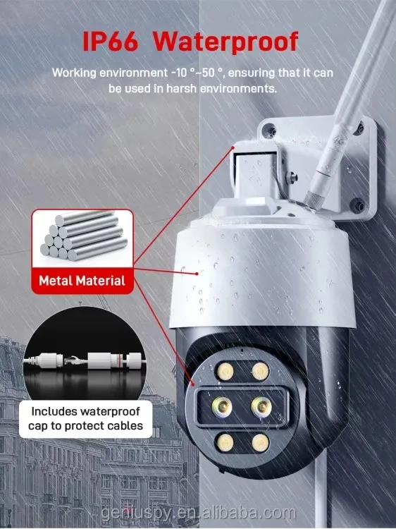 4K 8MP 5mp Outdoor Dual Lens 10x Zoom Surveillance Cctv Wifi 4G Lte IP Security Cam Network Ptz Dome Camera Night Vision TF Card