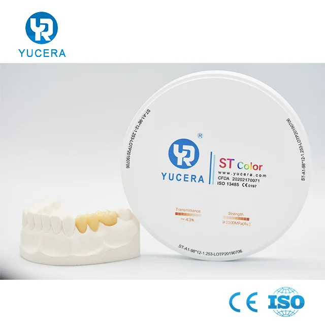 Yucera Dental Ceramic Cad Cam ST Color Zirconia Block Open System 98mm with CE and ISO