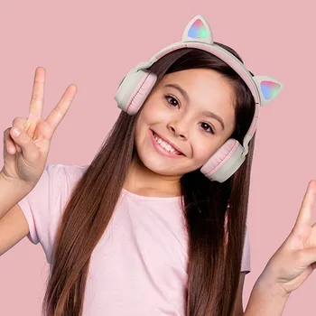 Newest foldable cat ear over-ear wireless children headphone