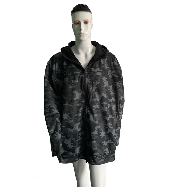waterproof fleece lined jacket reversible camo beach camping hooded jacket