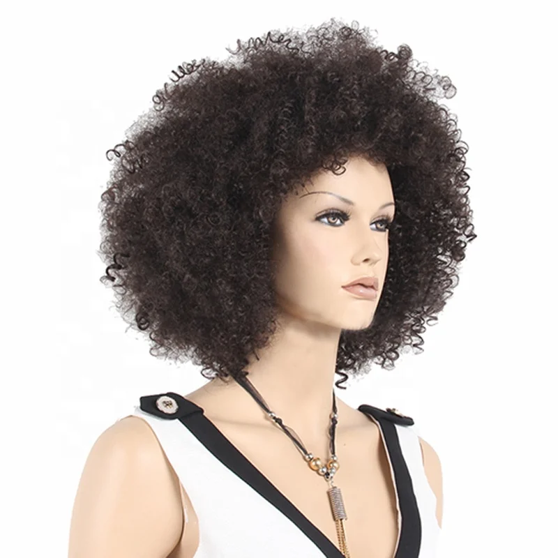 Afro Wet Look Wig Adult Black 80s Disco Costume Hair main image 1