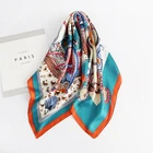 Scarf Custom Smooth Retro Silk Like Ladies Square Polyester Scarf For Fashion