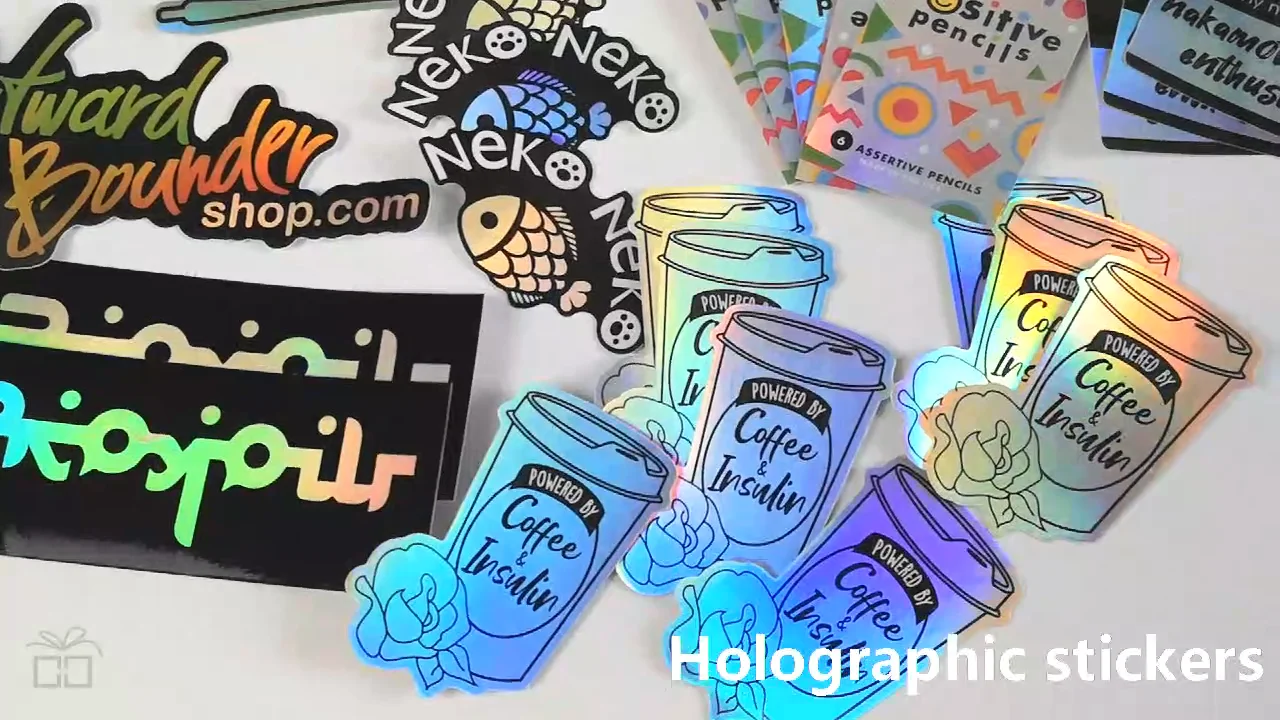 quality die cut waterproof vinyl holographic stickers custom