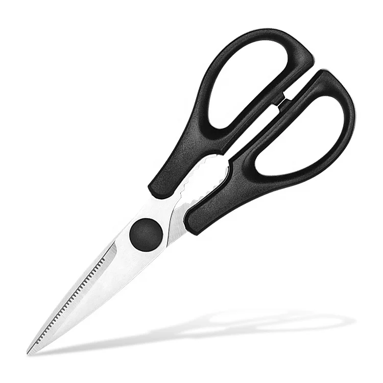 8 Inch 3Cr13 Stainless Steel with Black ABS Handle Kitchen Scissors Multi-functional Kitchen Shears