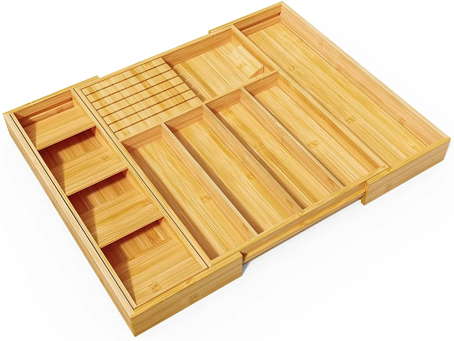 product zc custom expandable bamboo cutlery holder organizer storage tray drawer organizer for kitchen utensils-3
