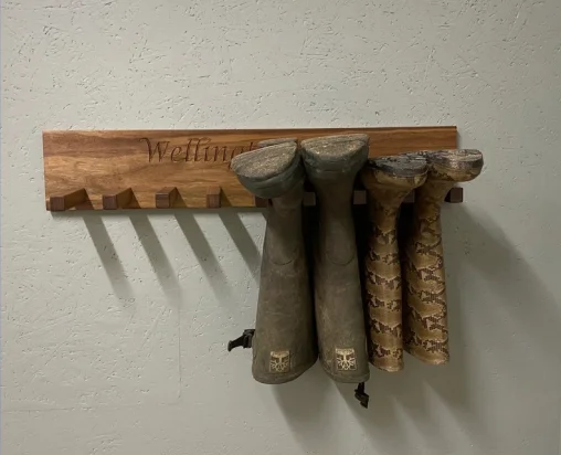 Walnut Welly Boots Storage Rack Quality 