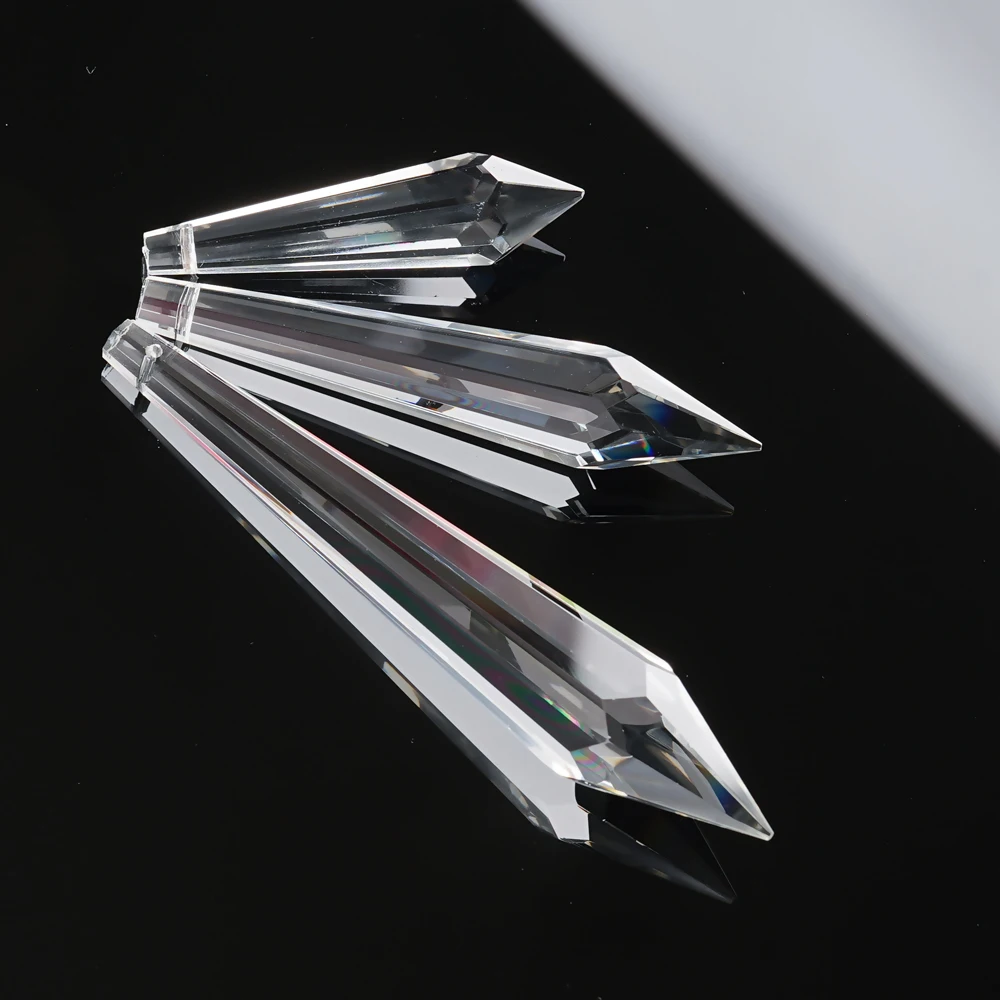 product good quality clear pointed bead glass hexagonal column crystal chandelier ornaments wholesale diamond bead decorative pendants-8