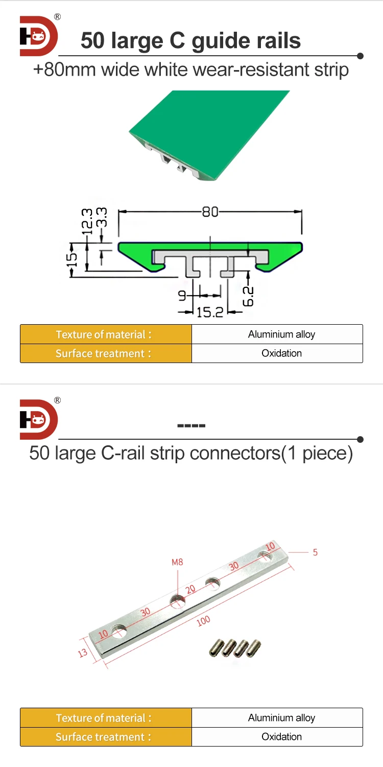 Flexible Conveyor Belt Accessories Large/medium/small C Guardrail Aluminum Rail Parallel Pad Rail Side Stop Pad Rail Connector manufacture