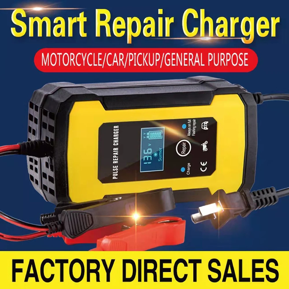 Automatic Intelligent 12V battery charger 12V 6A fast Pulse Repair lead acid battery charger for car motorcycle truck batteries