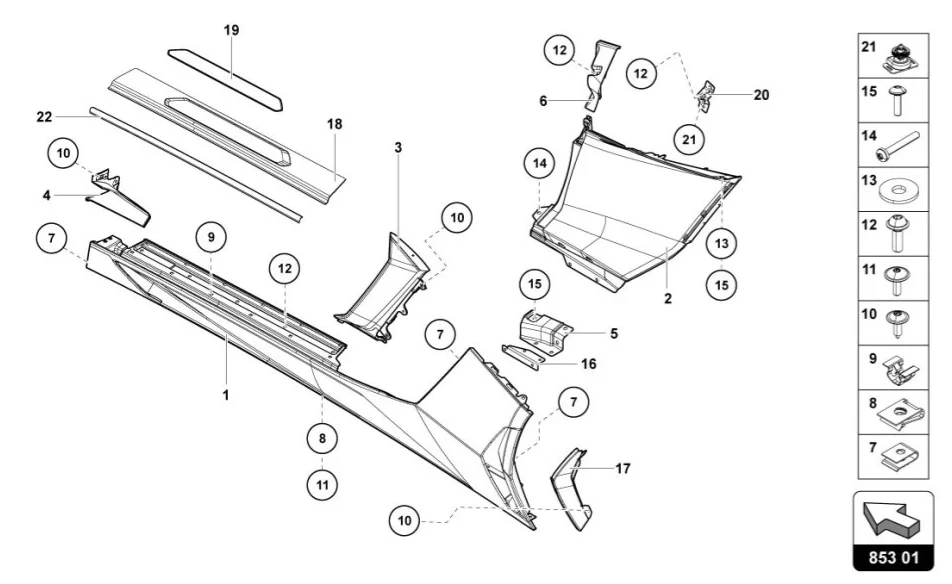 product left or right rocker panel side skirt for lamborghini lp700 oem 470853563c 470853564c plastic material other car body parts423-2