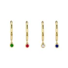 Green Cz Earrings Earrings Gemnel Wholesale 925 Sterling Silver 18K Gold Plated Green CZ Hoop Huggie Earrings For Women