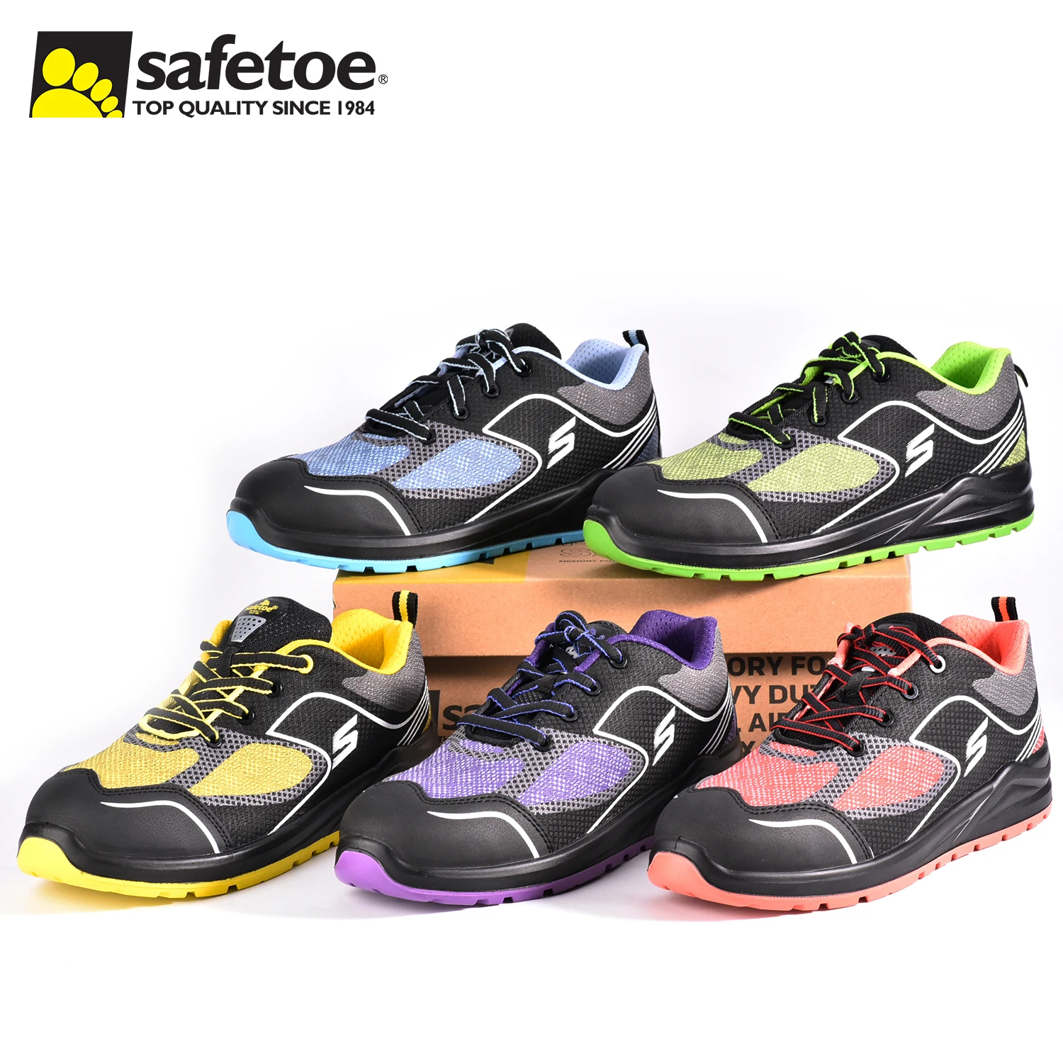 Safetoe Blue Safety Mens Work Shoes Boots Composite Toe Light Weight Breathable 